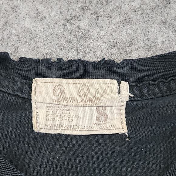 Dom Rebel Machina 1982 Mens S Small Black Distressed Double Side Graphic T Shirt - Picture 5 of 14